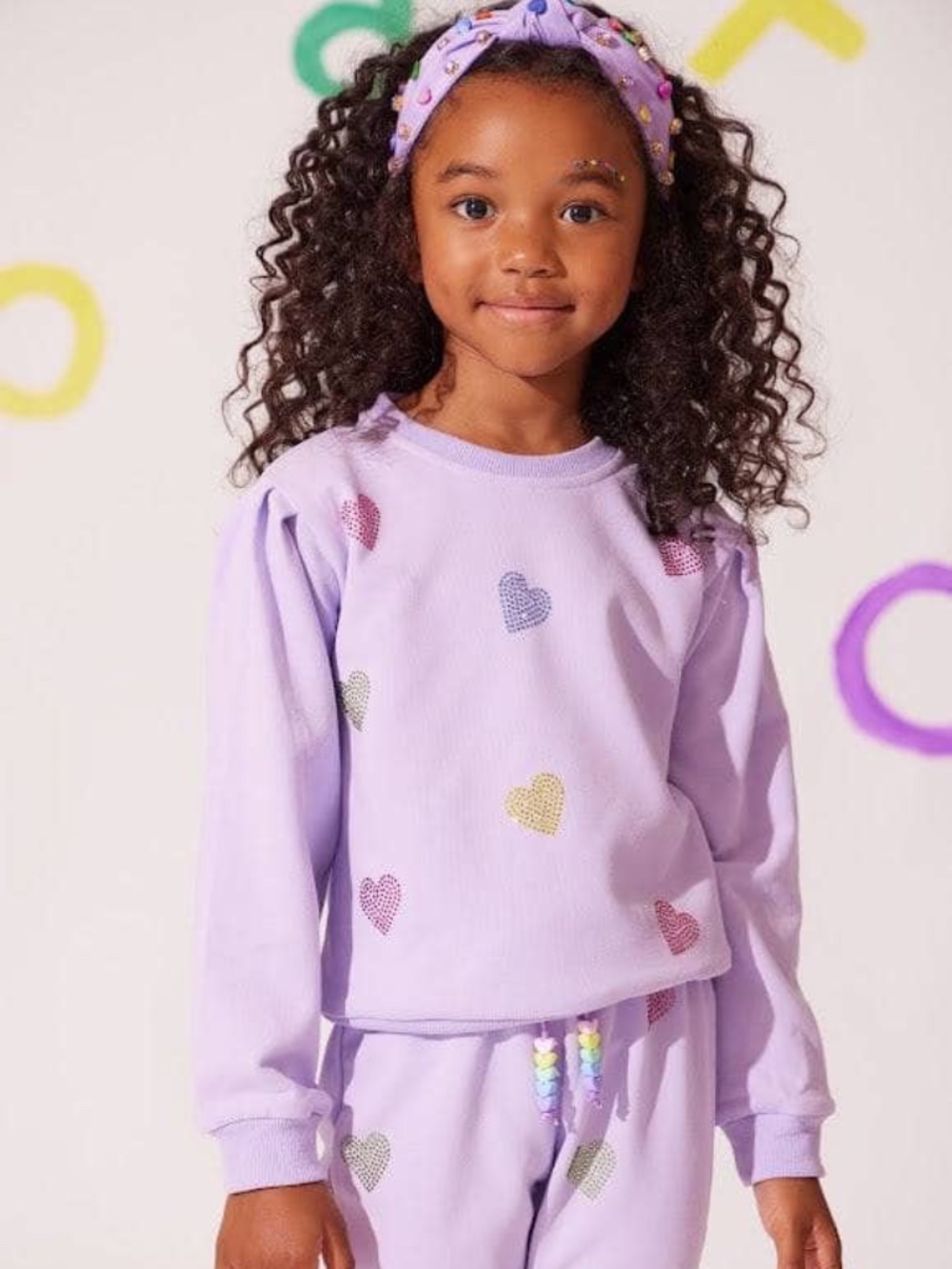 Lola and the Boys LAVENDER CRYSTAL HEARTS SET Size 10 Girls Sweatshirt